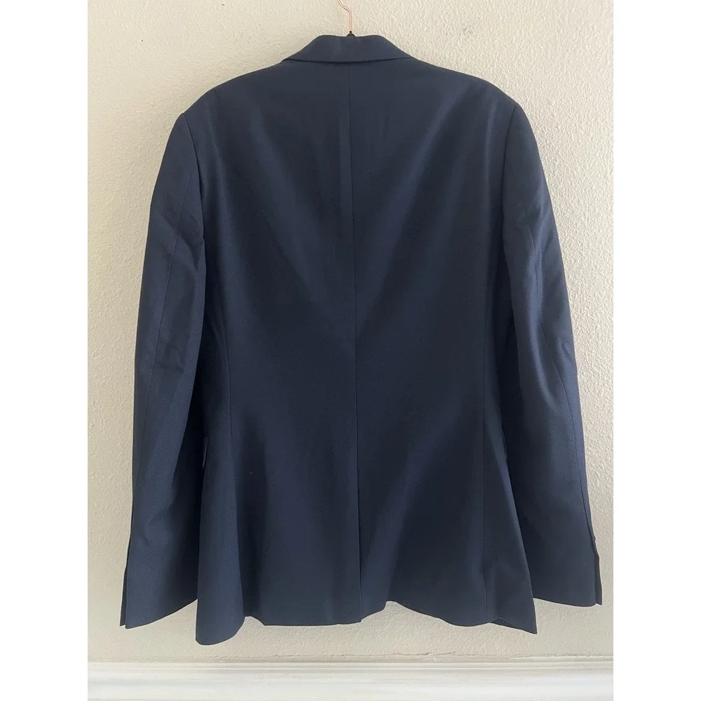 Topman Mens Skinny Fit Suit Jacket 36R Navy Blue Two Button Modern Blazer Career